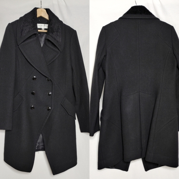 Trina Turk‎ Wool Peacoat Double Breasted Notch Collar Slip Pockets Large 12 - Picture 1 of 12